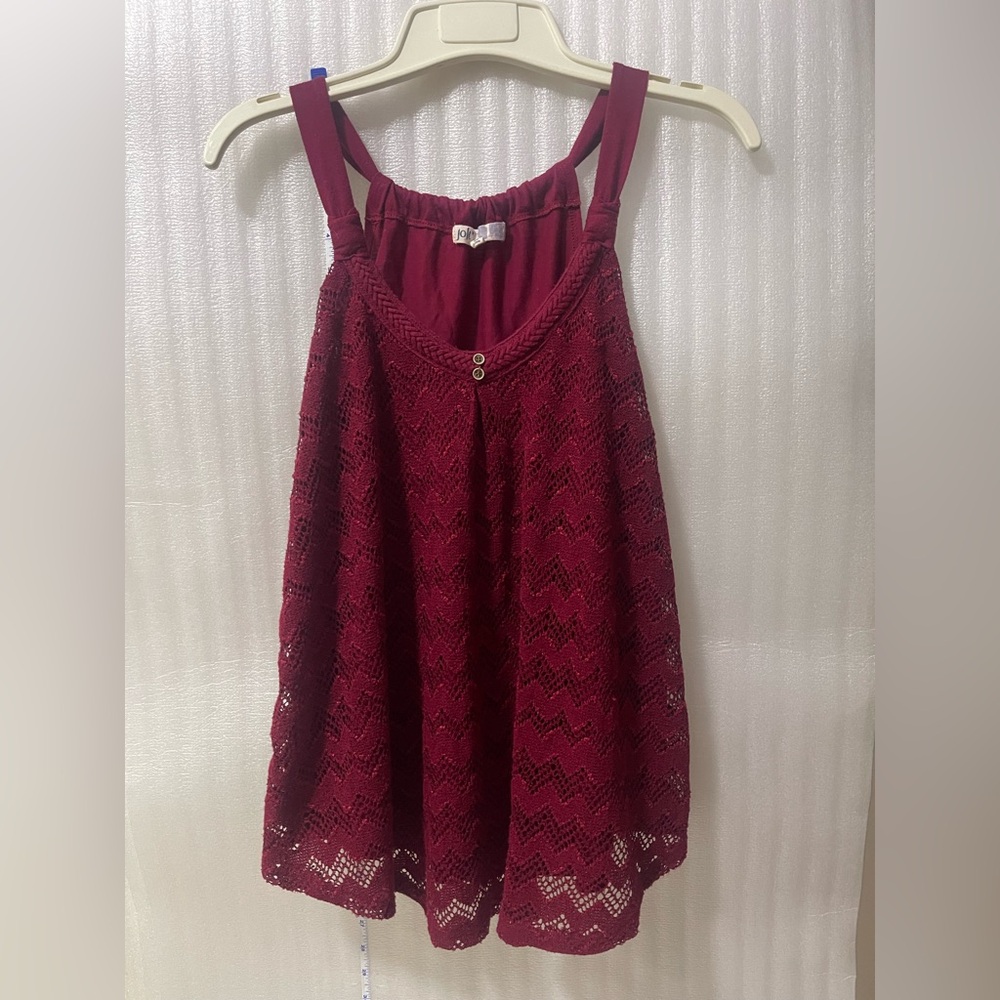 Elegant Jolt Women’s Crochet Halter Tank Top – Size Medium Maroon